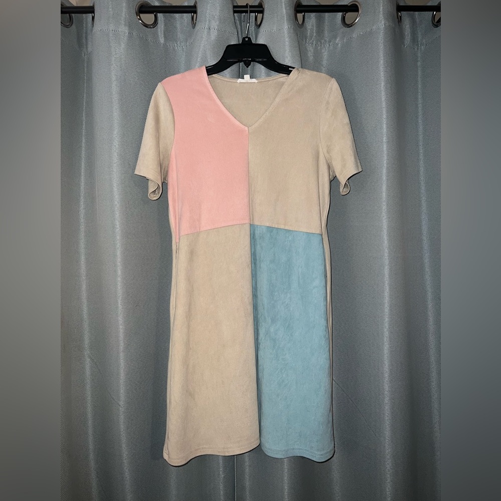 Joh Apparel Faux Suede Colorblock Dress